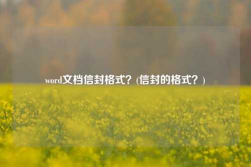 word文档信封格式？(信封的格式？)