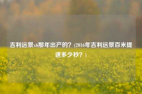 吉利远景x6那年出产的？(2016年吉利远景百米提速多少秒？)