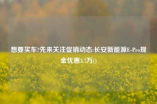 想要买车?先来关注促销动态:长安新能源E-Pro现金优惠3.7万()